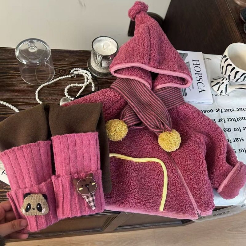 韩版童装2025新款冬季女童羊羔毛外套儿童加绒加厚打底裤两件套潮,童装/婴儿装/亲子装,儿童运动套装,淘宝优惠券,粉丝福利购,淘宝优惠卷