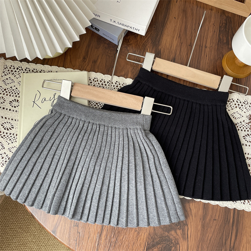 秋冬洋气女童宝宝针织百褶裙半身裙毛线裙短裙女孩松紧百搭学院风