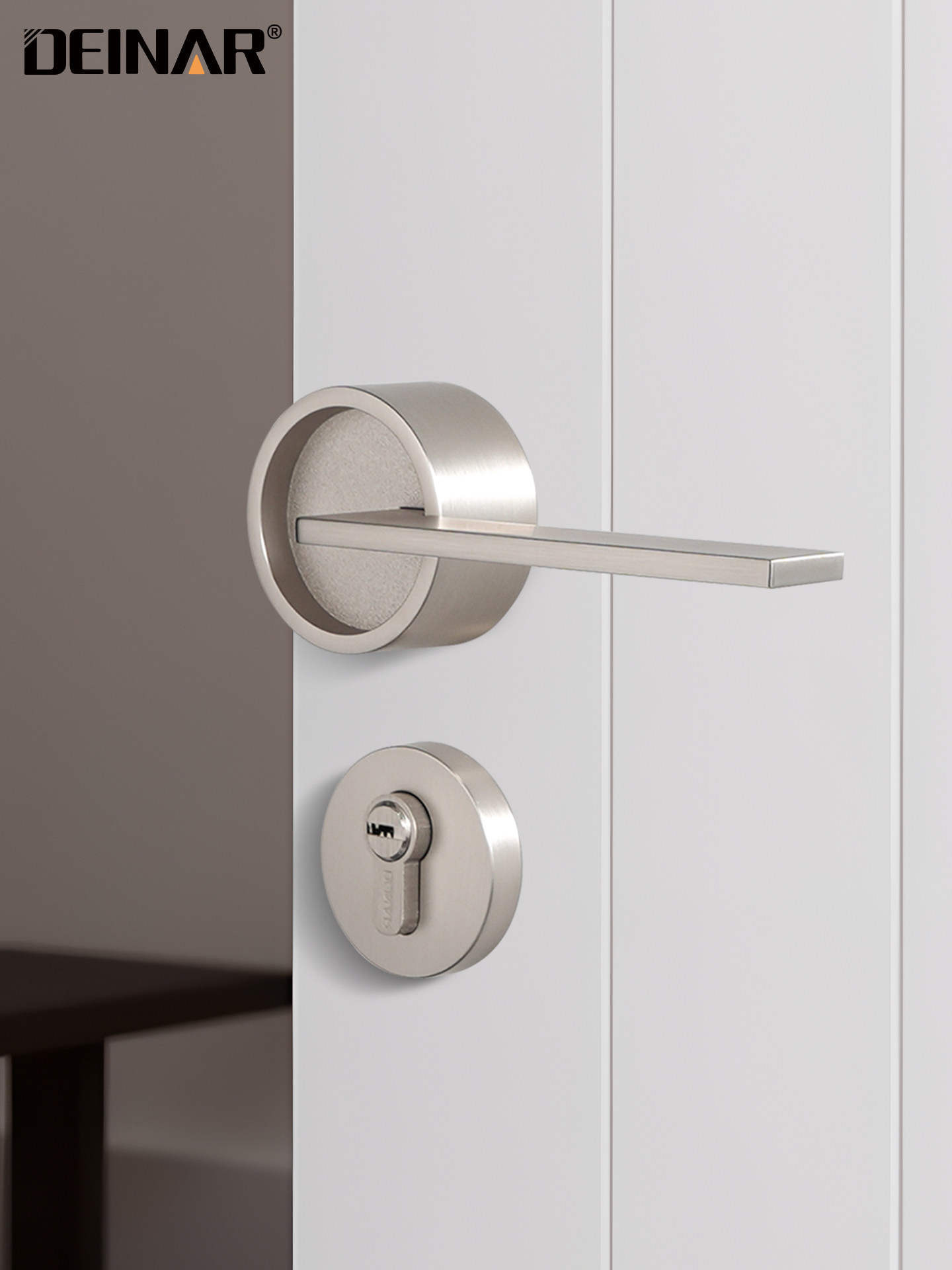Deinar斯堪的纳维亚简单室内门锁卧室门锁实木门锁门锁哑光镍刷