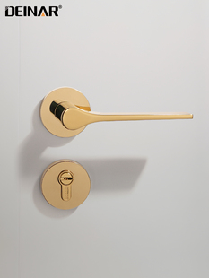 DEINAR迪纳北欧风门锁室内卧室简约意式 房门锁家用静音门把手金色