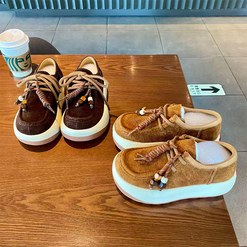 民族风真皮厚底增高休闲鞋女鞋单