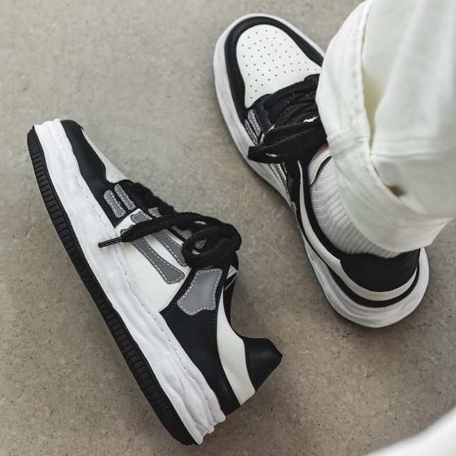 小众三原康裕骨头溶解鞋男复古国潮厚底低帮板鞋女百搭运动休闲鞋