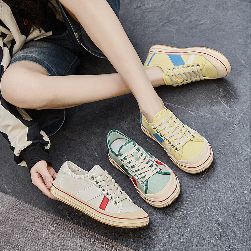 透气帆布鞋女单时尚休闲运动板鞋