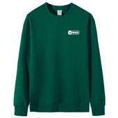 墨绿圆领卫衣男秋季 休闲上衣 t恤宽松大码 美式 复古重磅纯棉长袖