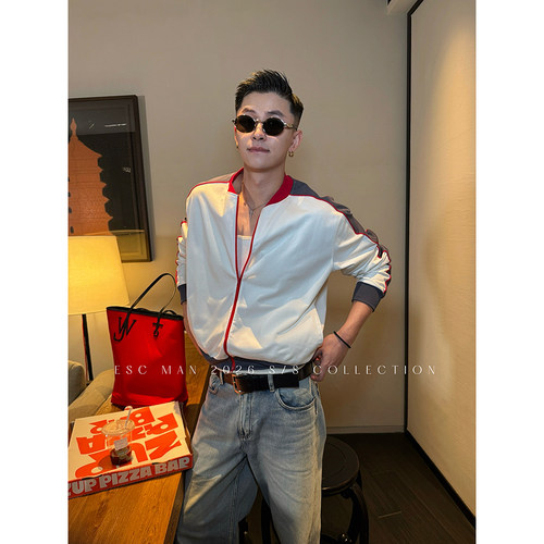 ESC MAN STUDIO/自制 细节拼接撞色休闲棒球领夹克外套上衣