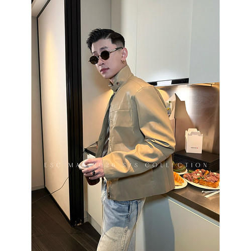 ESC MAN STUDIO/自制 早秋新款高级感皮衣外套休闲夹克上衣