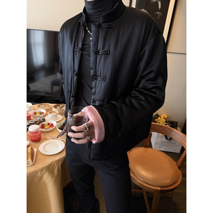 ESC MAN STUDIO/新中式老钱风 粉色撞色内里醋酸缎面盘扣棉衣