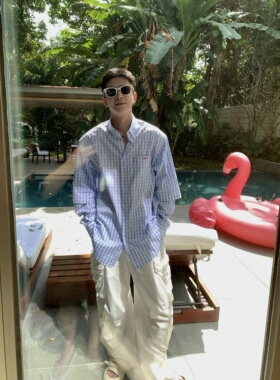 ESC MAN STUDIO/自制 充满童趣刺绣的清爽格纹长袖衬衫满满设计感