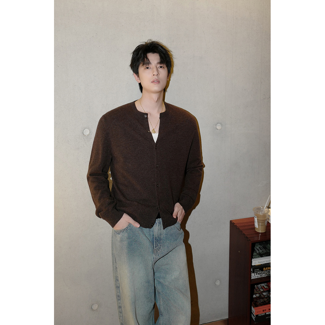 ESC MAN STUDIO/松弛感穿搭100绵羊毛圆领针织衫慵懒风毛衣开衫