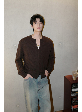 ESC MAN STUDIO/松弛感穿搭100绵羊毛圆领针织衫慵懒风毛衣开衫