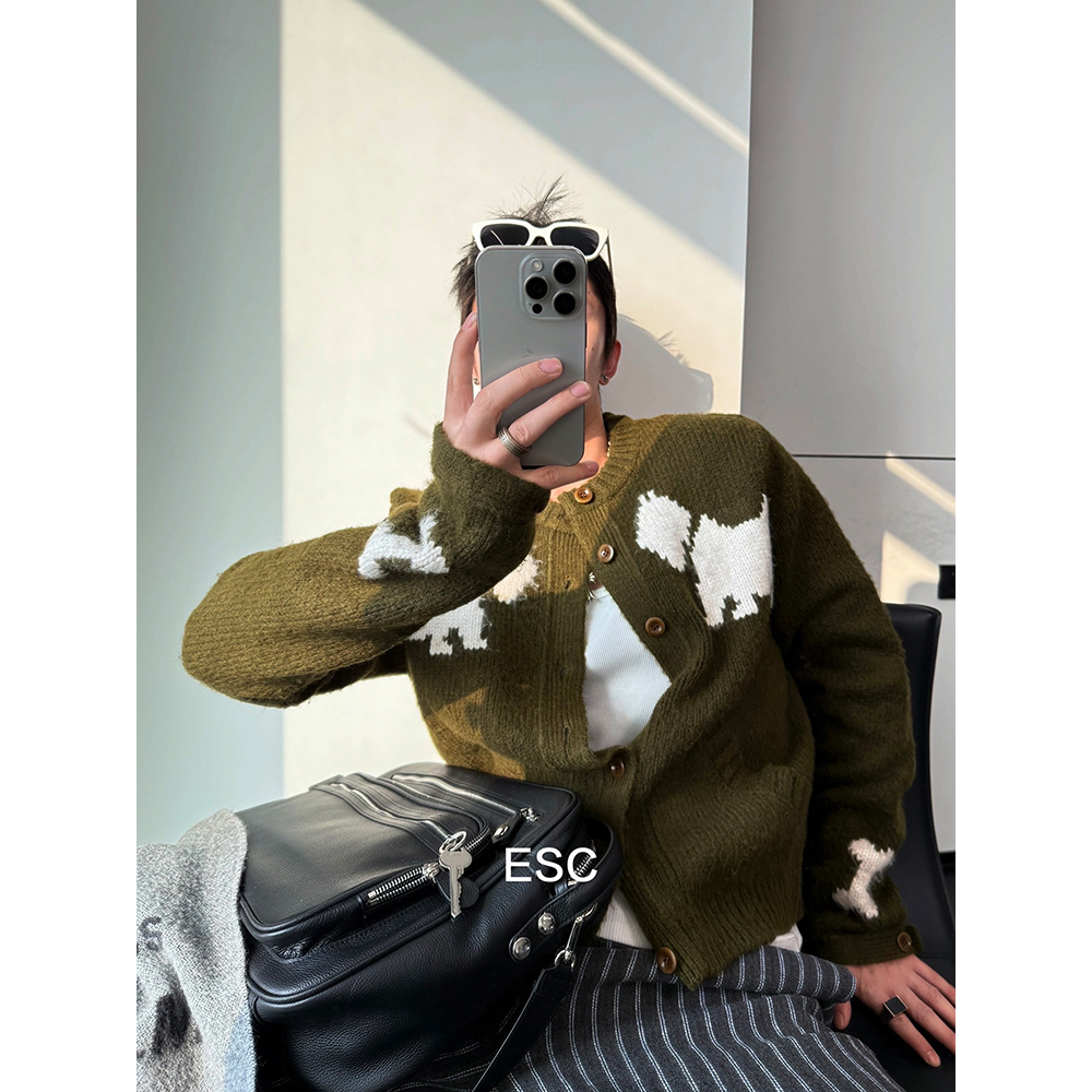 ESC MAN STUDIO/自制 秋冬CHIC休闲针织衫 复古风密织毛衣开衫