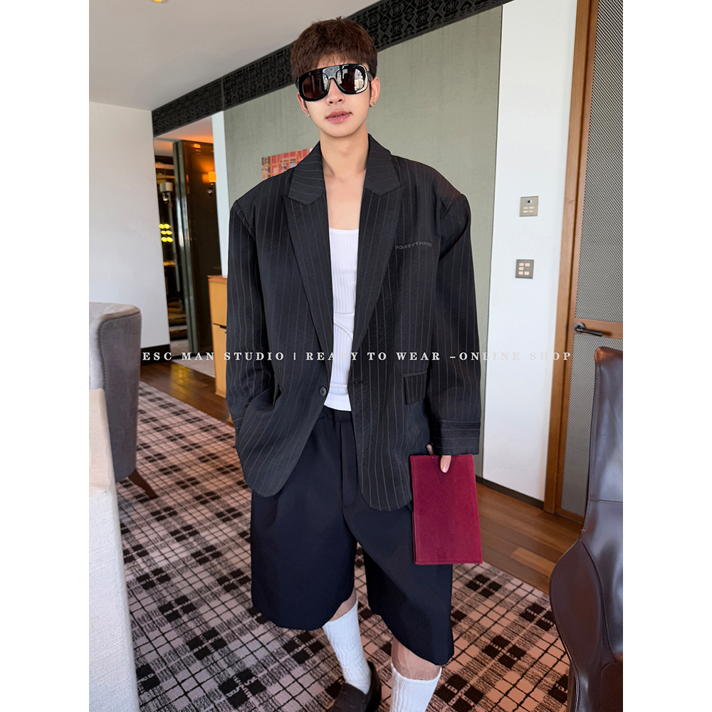 ESC MAN STUDIO/总会为你带来好运的气质休闲细条纹西装外套上衣