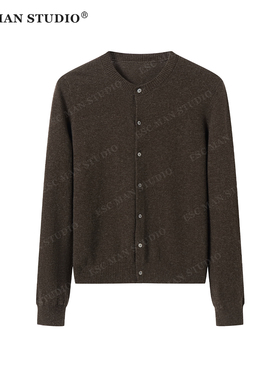 ESC MAN STUDIO/松弛感穿搭100绵羊毛圆领针织衫慵懒风毛衣开衫