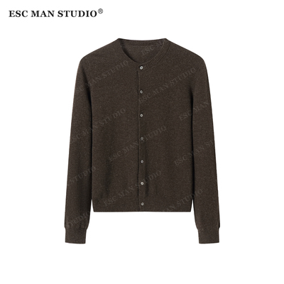 ESC MAN STUDIO/松弛感穿搭100绵羊毛圆领针织衫慵懒风毛衣开衫