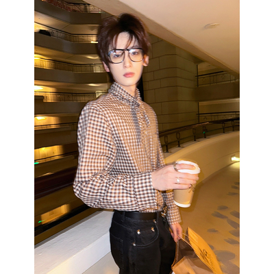 ESC MAN STUDIO/自制 休闲小格纹衬衫上衣26年春高级感上衣