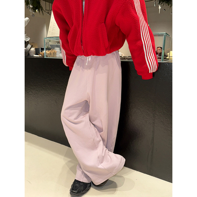 ESC MAN STUDIO/自制 秋冬新款休闲裤灰粉调全棉宽松百搭阔腿裤