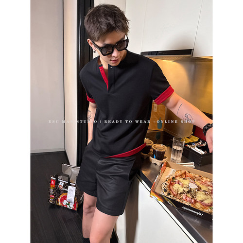 ESC MAN STUDIO/让情绪及时感应 正反面撞色设计感休闲短袖T恤