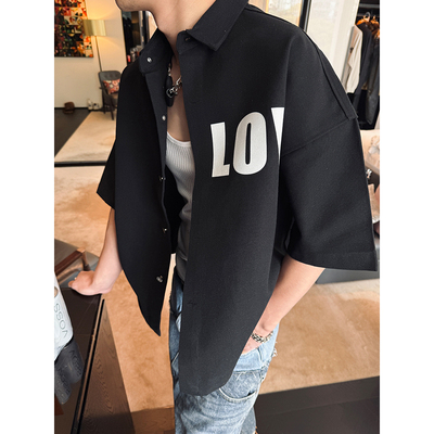 ESC MAN STUDIO/什么搭配都好看的纯棉印花短袖衬衫休闲宽松上衣