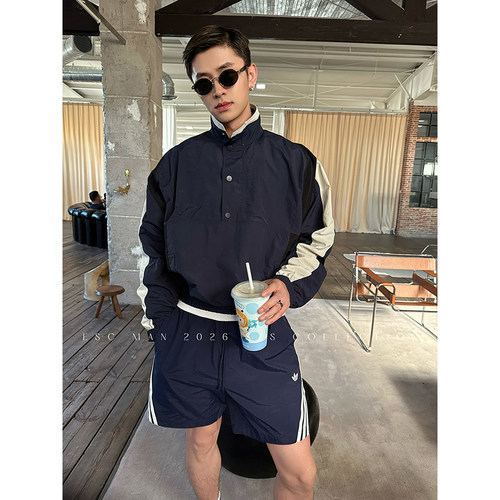 ESC MAN STUDIO/自制 从视觉上提升穿搭感的撞色立领休闲夹克外套