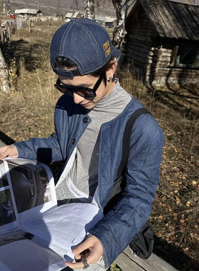 ESC MAN STUDIO/ 风度与温度并存的 极简风复古圆领牛仔棉衣