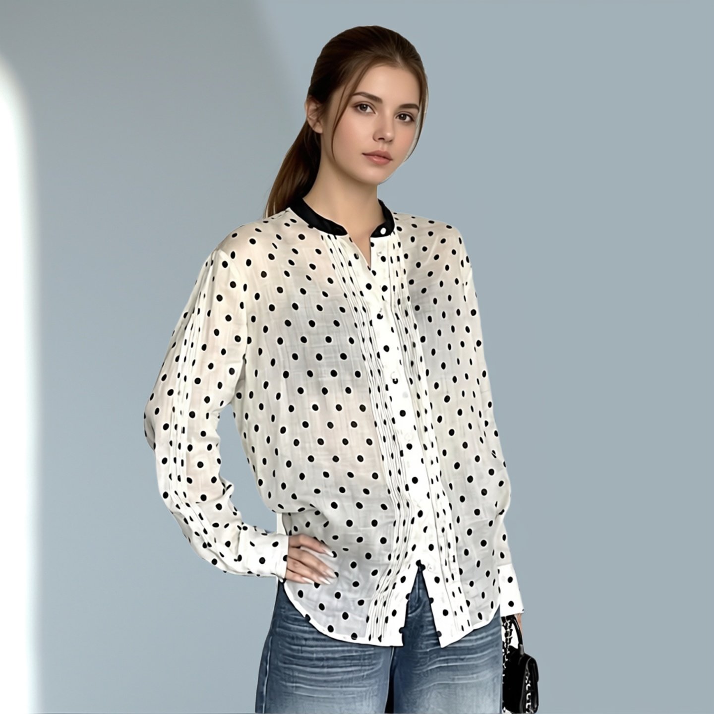 2026春夏新款原创设计十三行女装波点苎麻衬衣通勤风长袖衬衫宽松,女装/女士精品,衬衫,淘宝优惠券,粉丝福利购,淘宝优惠卷