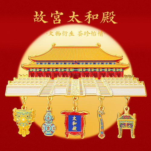 故宫太和殿金属冰箱贴藻井旋转