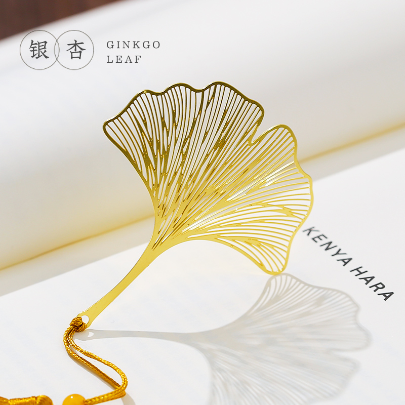 精致镂空创意黄铜金属叶脉书签