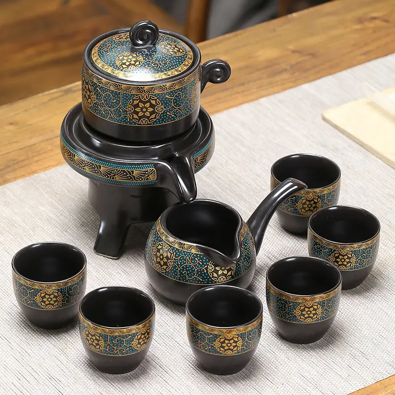 紫藤花鎏金自动茶具套装黄色金龙