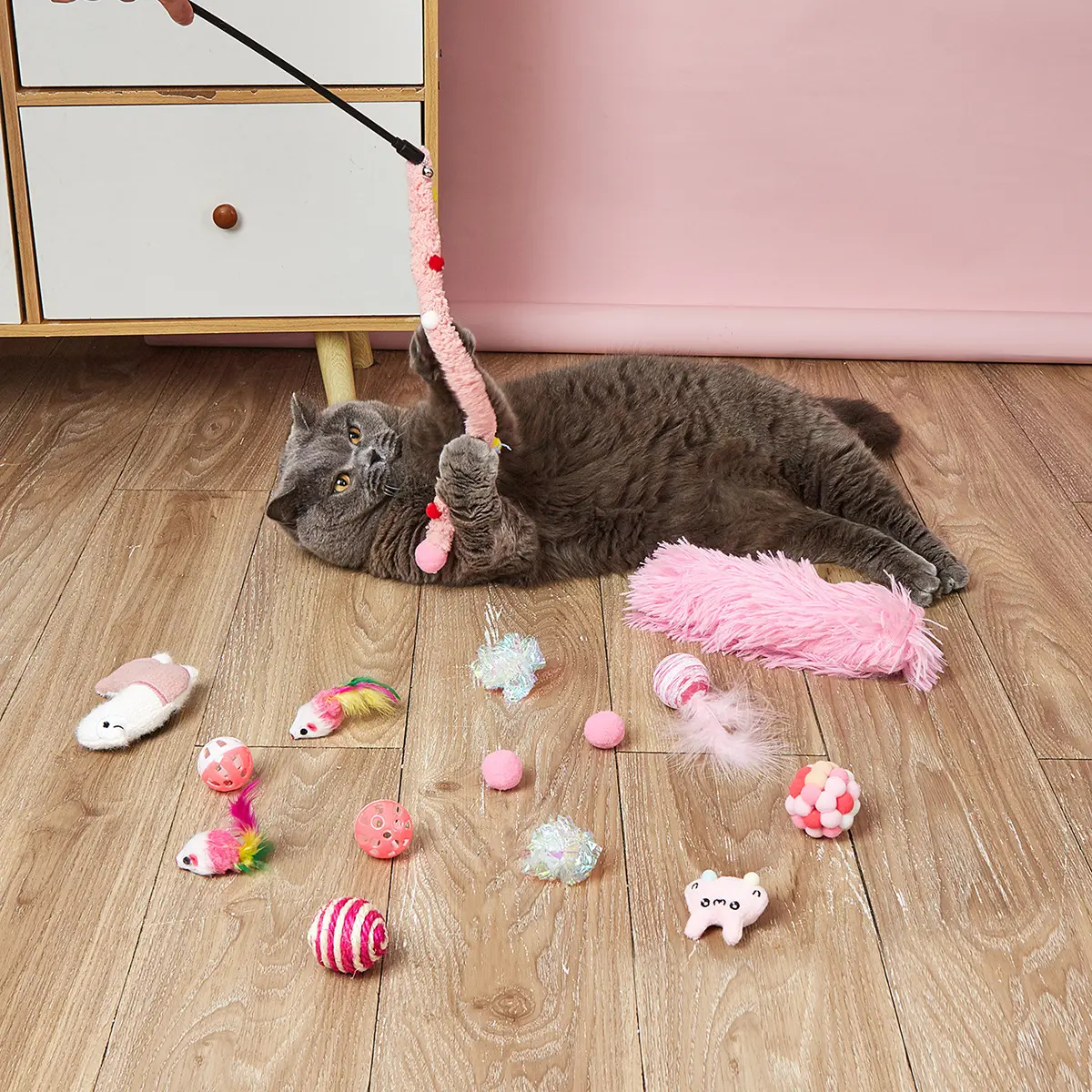 四色猫玩具套装优选可自组逗猫