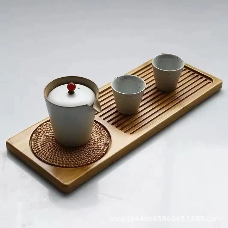 直销天然竹制托盘长方日式竹托盘