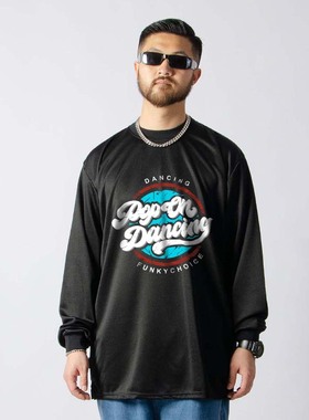 FunkyChoice美式复古pop on dancing速干网眼长袖T恤练功服popper