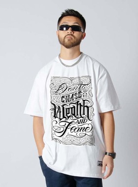 FunkyChoice街舞潮牌街头草写花体字夏短袖纯棉嘻哈T恤圆领西海岸