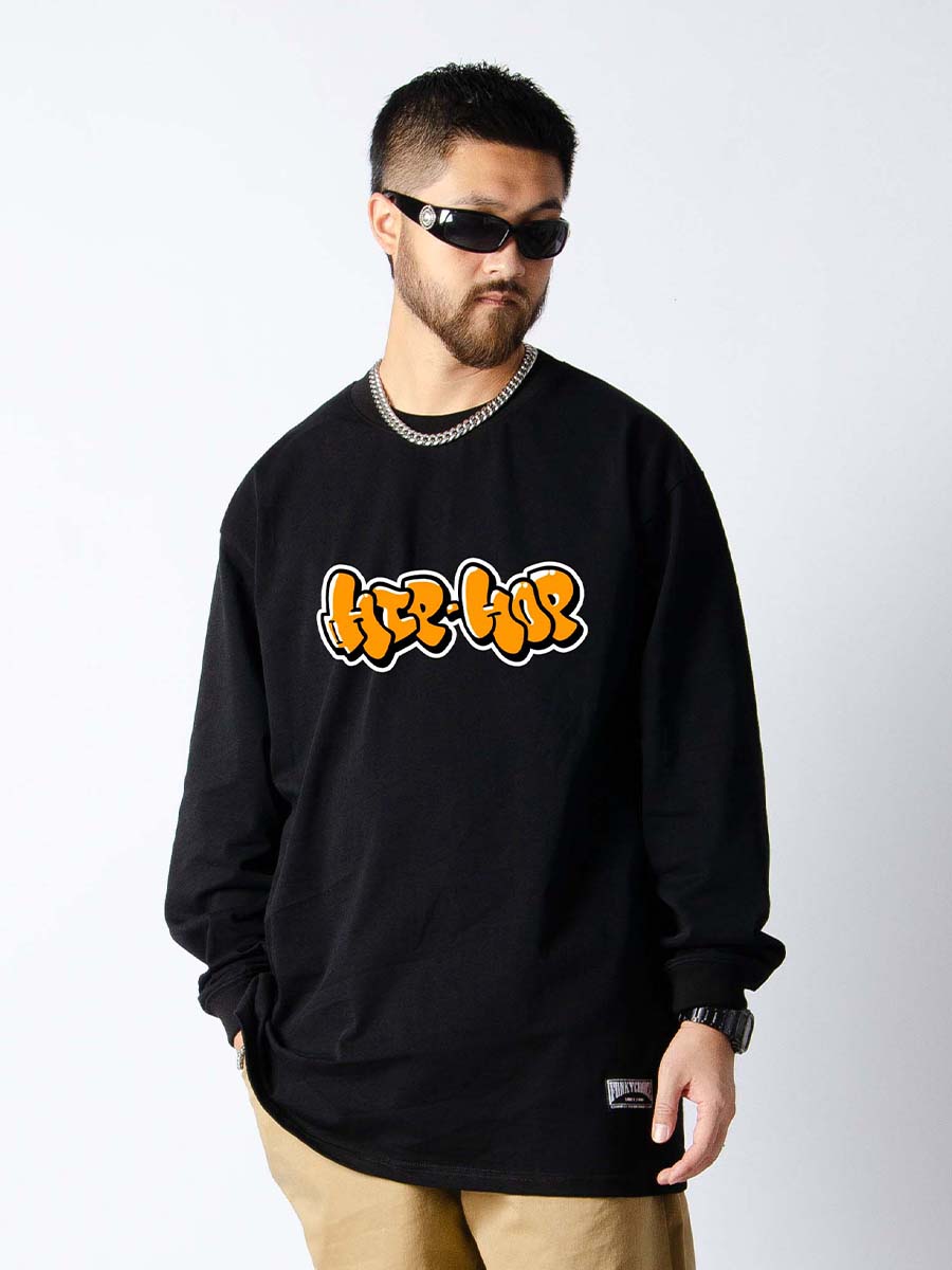 FunkyChoice嘻哈hiphop涂鸦字母印花长袖T恤街舞练功服演出服男女