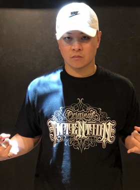 HOZIN联名明星同款短袖T恤潮牌纯棉KOD圆领宽松嘻哈popping花体字