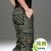 子男长裤 春夏薄多口袋工装 宽松直筒休闲裤 男纯棉透气耐磨工作裤 裤