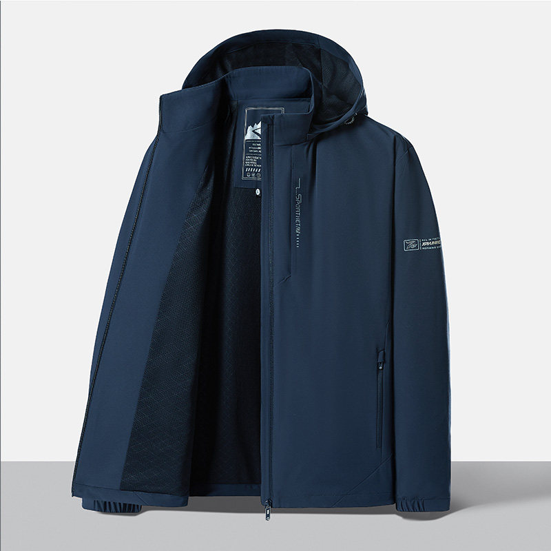 夹克外套男春秋新款宽松大码休闲运动上衣防风防水单层冲锋衣男款