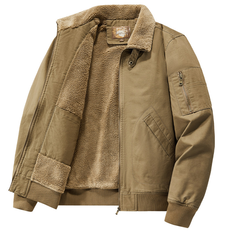 冬季棉服男款纯棉休闲美式工装加绒加厚保暖棉衣冬装翻领夹克棉袄