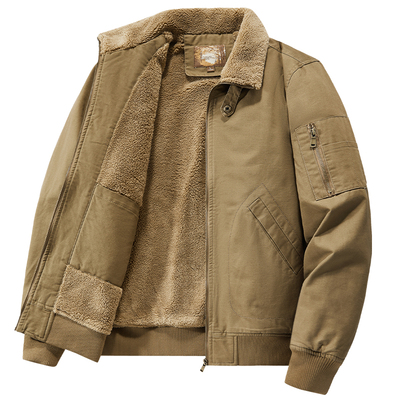 冬季棉服男款纯棉休闲美式工装加绒加厚保暖棉衣冬装翻领夹克棉袄