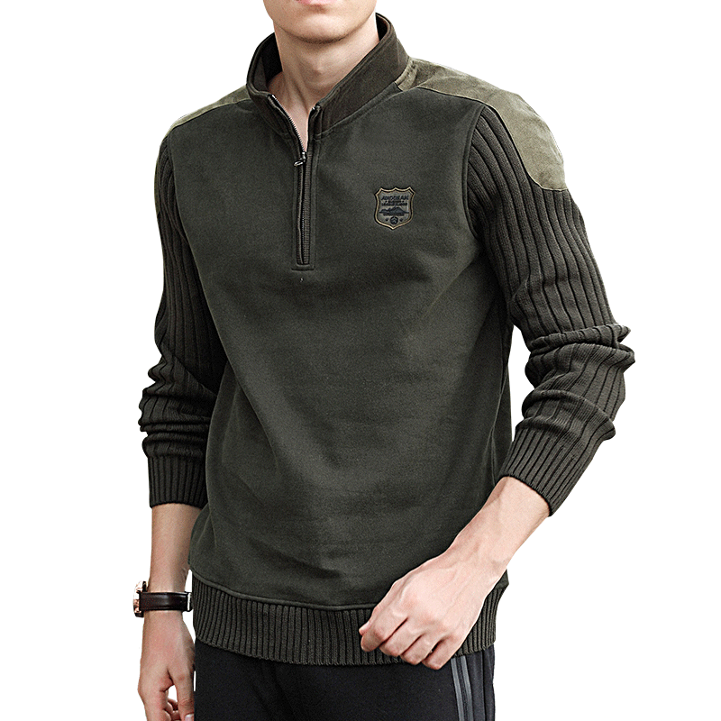 加绒卫衣男2025年秋冬季宽松套头针织衫外套潮流半高领拉链毛衣男