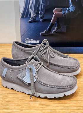 其乐Clarks Costs Originals灰色麂皮复古休闲男女同款袋鼠鞋