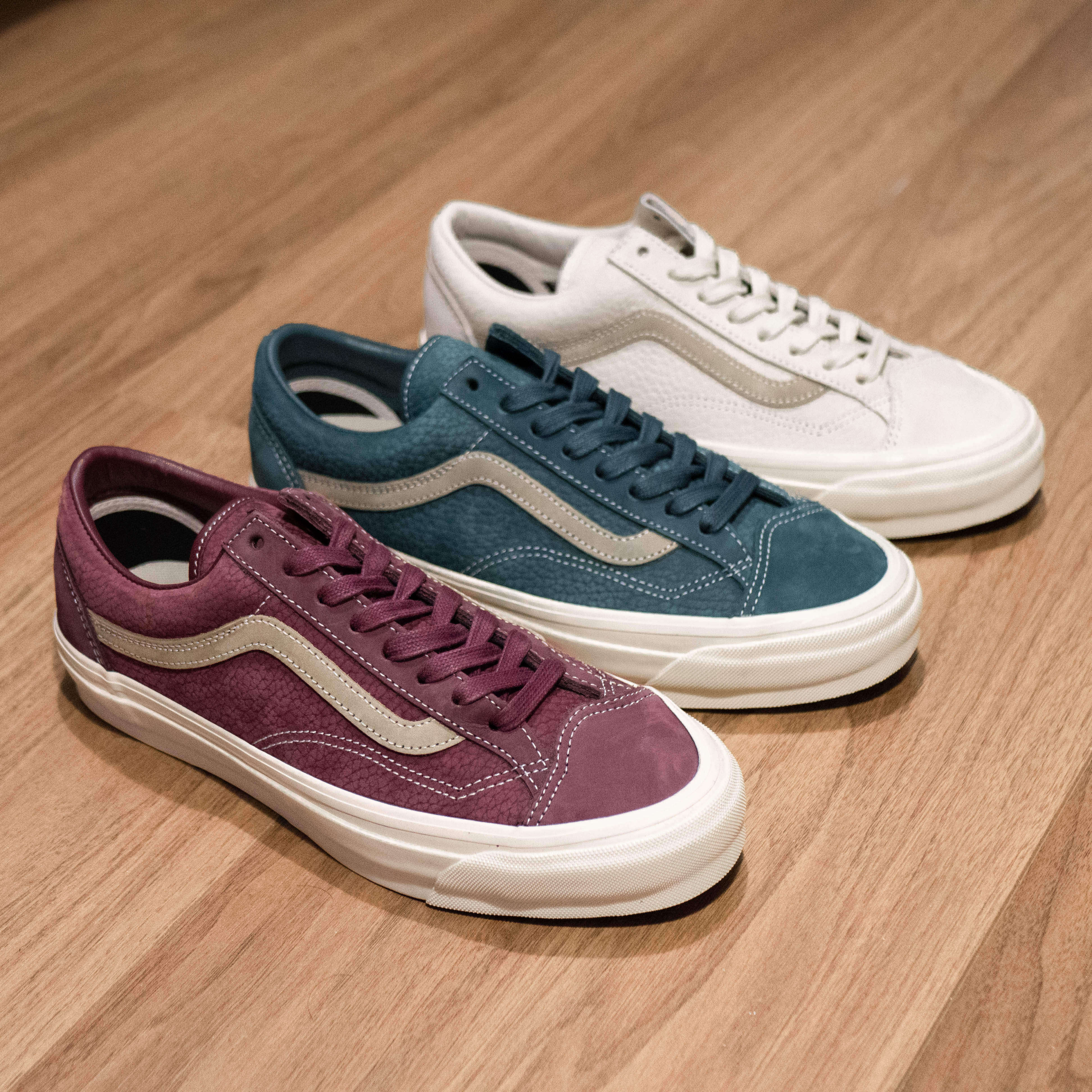 VANS Premium Old Skool36酒红色牛巴革男女低帮复古荔枝皮板鞋
