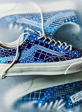 Vans FDMTL OTW Old Skool36联名蓝色编织低帮复古板鞋