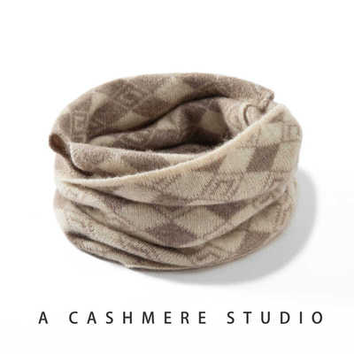 秋冬100纯山羊绒围脖男女通用保暖百搭针织脖套格子护颈椎脖套