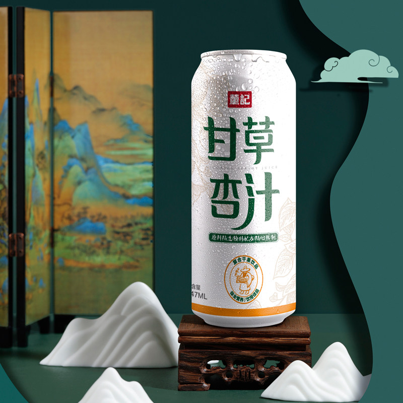 董记甘草杏汁240ml果汁饮料罐装清凉开罐即饮夏季解暑宁夏甘草汁