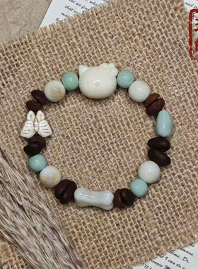 咖啡豆手链女款KT猫小众设计手串