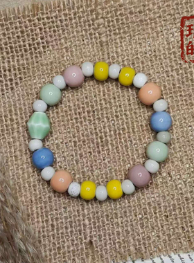 马卡龙撞色陶瓷夏日甜美女款手串