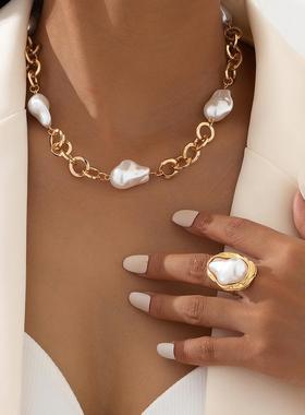 欧美款珍珠锁骨链轻奢高级感