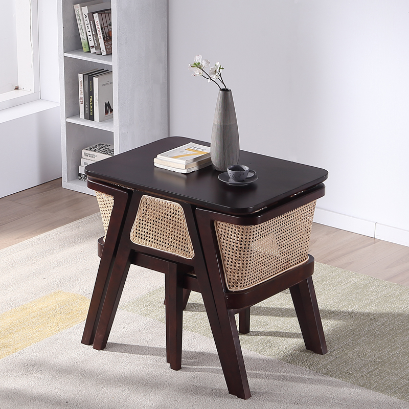 阳台桌椅三件套组合休闲藤椅网红一桌两椅北欧简约实木藤编小桌椅