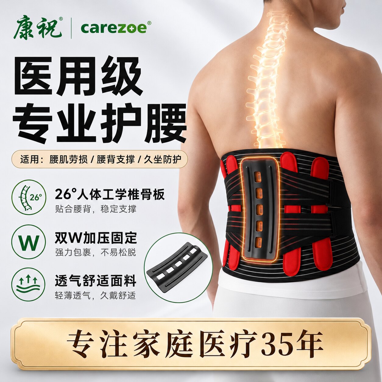 康祝男女士腰肌劳损疼痛专用中老年腰椎间盘突出术后医用护腰带