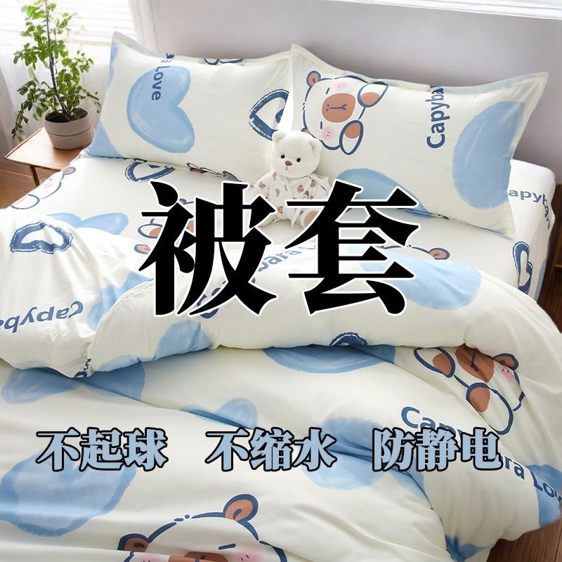 Eyona小熊磨毛被套春季2025新款卡通动漫情侣床上用品单人双人